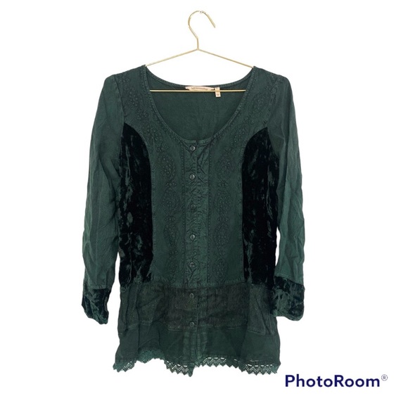 Soft Surroundings Vivian Green Velvet Tunic - Picture 3 of 4